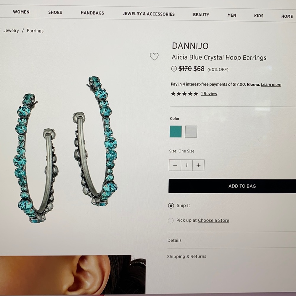 Dannijo blue crystal hoop earrings